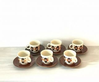 Colditz Porcelain Coffee Cups & Saucers Set Of 6 Vintage Floral Design.