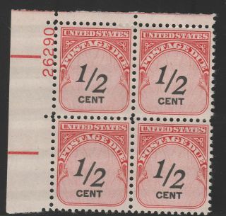 Usa Scott J88 Postage Due 1/2 Cent Mnh Plate Block (j88 - Pb1)