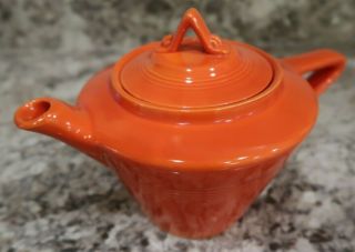 Rare Vintage Fiesta Homer Laughlin Harlequin Orange Red Teapot,  Lid