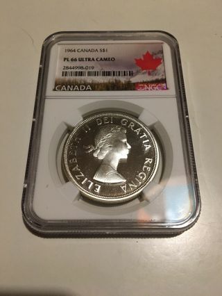 1964 Canada Silver Dollar Ngc Pl66 Ultra Cameo