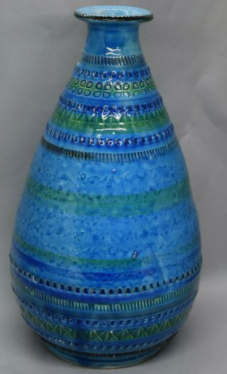 Bitossi Rimini Blue Mid - Century Italian Pottery Vase Aldo Londi 11 3/4 "