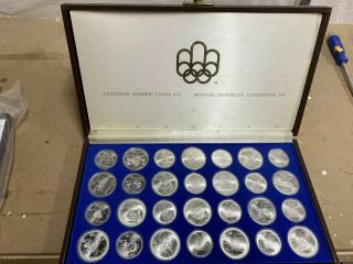 1976 Canadian Montreal Olympic Coin Set - Silver - 28 Coins - Orig.  Case - Unc.