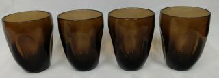 Russel Wright Pinch Imperial Brown Mid Century Art Glass 4 1/2 " Water Tumblers 4