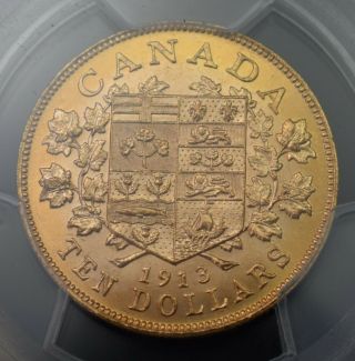 1913 Canada Gold $10 Pcgs Ms - 64 Canadian Gold Reserve Hoard Premium Quality