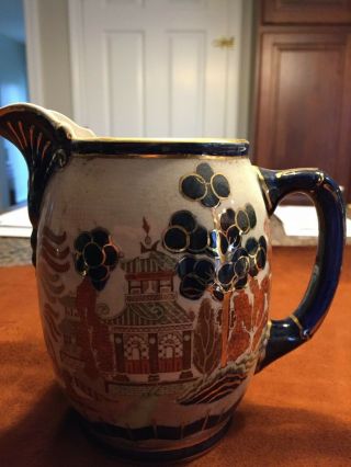 Antique And Rare,  1909 Buffalo Pottery Pitcher,  Gaudy Blue Willow,  Chicago Jug