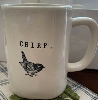 Rae Dunn Chirp Bird Pattern Large Coffee Tea Mug Magenta Discontinued Euc