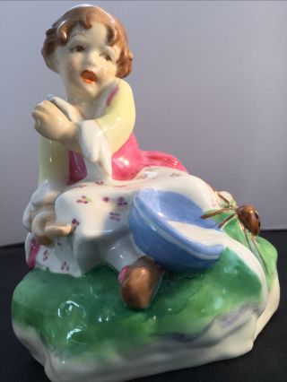 Vintage 1950 England Royal Worcester F.  G.  Doughty Little Miss Muffet Figurine