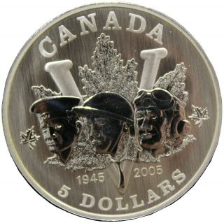 2005 Canada 1 Oz Silver 60th Anniversary Of The End Of World War Ii With Privy