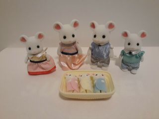 Calico Critters Sylvanian Families Marshmallow Mouse Family With Triplet Babies