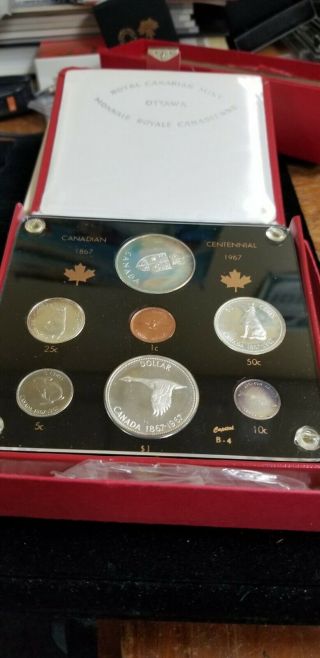 1967 Royal Canadian Centennial 7 Coin Set In Case And Omp