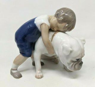 Vtg Bing & Grondahl B&g Friends Boy With Bulldog 1790 Porcelain Figurine Cd21