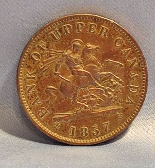 1857 Upper Canada Bank 1 Penny Coin