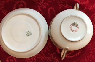 Victorian French Limoges 4 Cream Soup Dishes & Plates M.  Redon - Dainty Roses 3