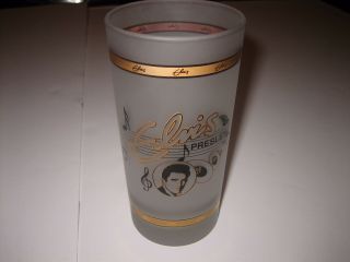 Elvis Presley Gold Accent Frosted Drinking Glass 5 1/2 " Tall Rock - N - Roll
