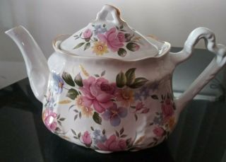 Vintage Arthur Wood & Son Staffordshire England Teapot Lid 6339 Floral Gold Trim