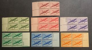Tdstamps: Us Airmail Stamps Scott C25 - C31 (7) Nh Og 7 P Block Of 4
