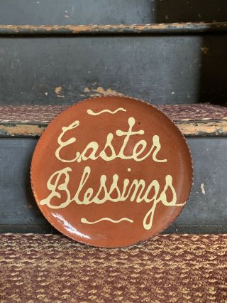 Turtlecreek Potters - Redware Plate - Easter Blessings Design - 9 1/2”
