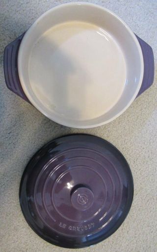 Le Creuset Aubergine /plum/purple 2 Quart Stoneware Casserole W Lid 12x10x2.  5 "
