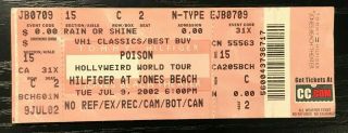 Poison Full Concert Ticket - July 9,  2002 - Jones Beach - York
