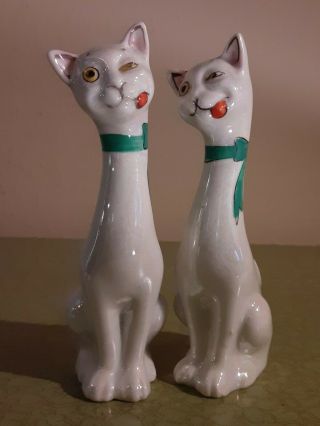 Noritake Art Deco Lusterware Winking Cats Salt And Pepper Shakers