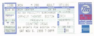 Rare Counting Crows 11/6/99 Boston Ma Orpheum Theatre Concert Ticket