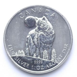 2011 $5 Canada 1 Oz.  9999 Fine Silver Timber Wolf Brilliant Uncirculated
