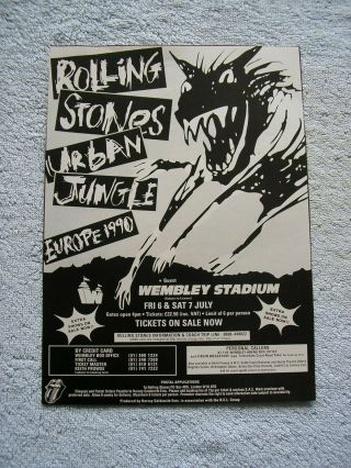 Rolling Stones - Urban Jungle Tour 1990 - Advert - 19.  5 X 27cm.