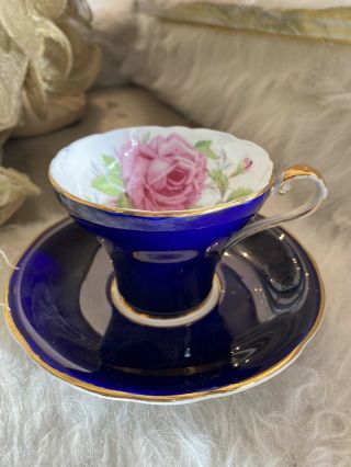 Gorgeous Vintage Aynsley Cobalt Blue And Gold Corset Tea Cup And Saucer