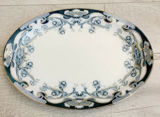 1907 Antique Royal Staffordshire Pottery " Iris " Oval Serving Platter 13in