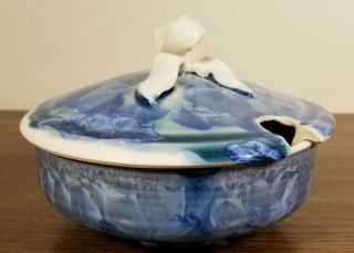 Crystalline Glaze Studio Art Pottery Bowl W/lid By Delana Hornbeck/signed Delana