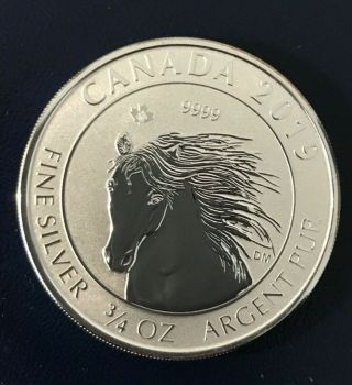 2019 3/4 Oz $2 Canada Silver Wild Horse Reverse Proof Coin