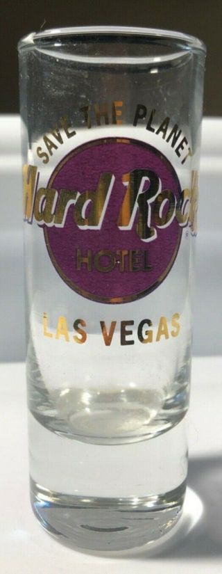 Hard Rock Cafe Las Vegas Save The Planet Classic Logo Tall Double Shot Glass