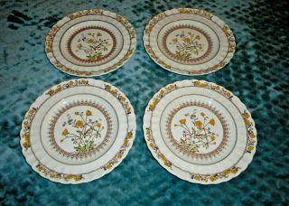 4 Copeland Spode China 9 " Buttercup Dinner Plates & Old Stamp S3