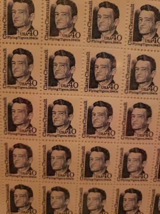 Full Uncut Sheet Of A Hundred 40 Cent Flying Tigers Stamps Claire Chennault 2