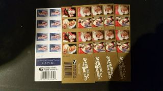 Postage - 100 Usps Forever Postage Stamps (5 Booklet Of 20) Us Flags / Xmas