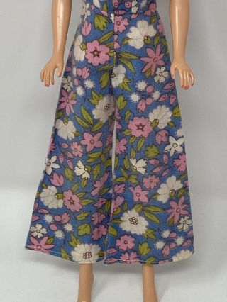 Vintage CLONE Barbie Clothes Doll MOD Outfit ONE SHOULDER JUMPSUIT Flower Power 3