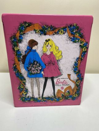 Vintage 1968 The World Of Barbie Doll Trunk Mattel Pink 2