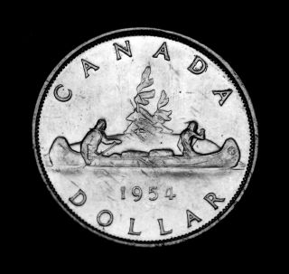 1954 Canadian Silver Proof Like $1 Coin That Looks Great And Shows All Details