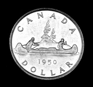 1950 Canadian Silver Proof Like $1 Coin That Looks Great And Shows All Details