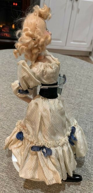 Vintage Roldan Blonde Woman Doll In White Dress Blue Ribbons 11 