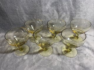 (6) Russel Wright American Modern For Morgantown Chartreuse Wine Glasses