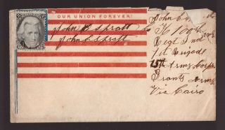Usa,  Civil War Cover With Flag And 2 Cents Stamp Affixed - Cz59
