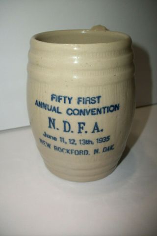 1935 Barrel Stein Red Wing Stoneware N.  D.  F.  A.  Rockford N.  D.  Convention