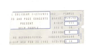 Deep Purple Concert Ticket Stub Perfect Strangers Richfield Coliseum 2/20/1985