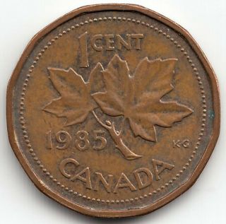 1985 Canada One Cent - Scarce Pointed 5