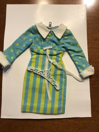 Vintage Mattel Barbie Francie Twiggy Casey It’s A Date Green/blue Dress 1251