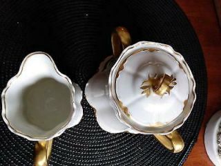 Vintage Limoges Haviland & Co.  Cream and Sugar Bowl Set,  White with Gold Trim 3