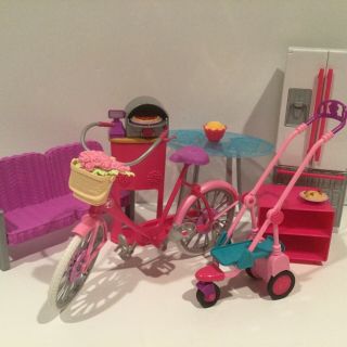 Barbie Mattel Doll Furniture Bicycle Couch Pizzaoven Stroller Table Fridge Couch