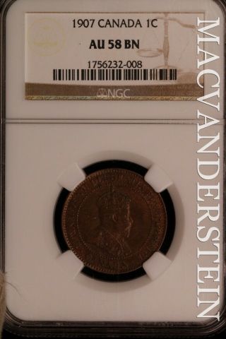 Canada: 1907 One Large Cent - Ngc Au 58 Bn - Almost Uncirculated Slm642