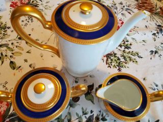 Vintage,  Rare Oac Okura Coffee/tea Set,  Gold And Cobalt Blue,  Japan